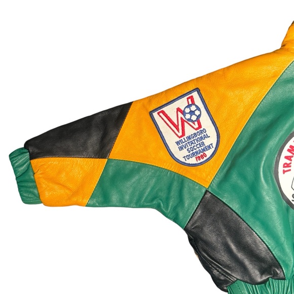 Kids Upcycled Vintage Leather With Vintage Patches Bomber Jacket No Tags - Picture 5 of 10